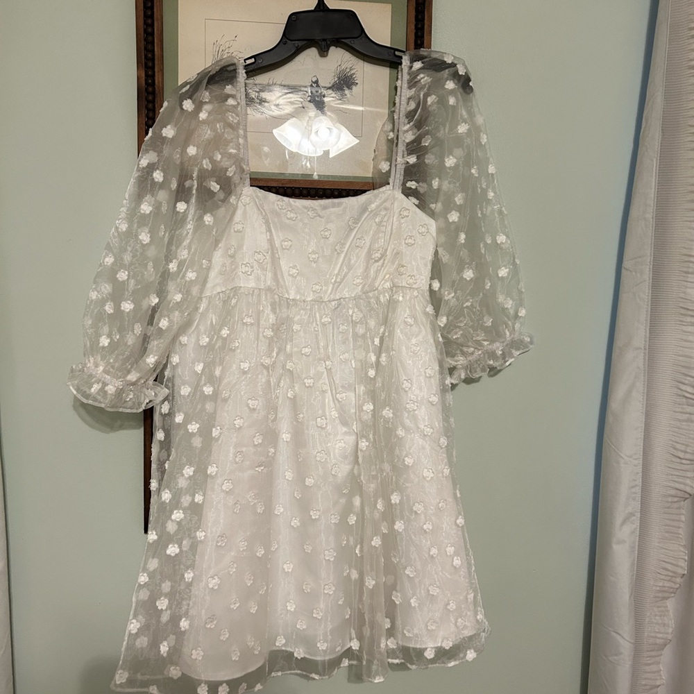 Lulu's White Puff Sleeve Wedding Dress - Picture 2 of 12